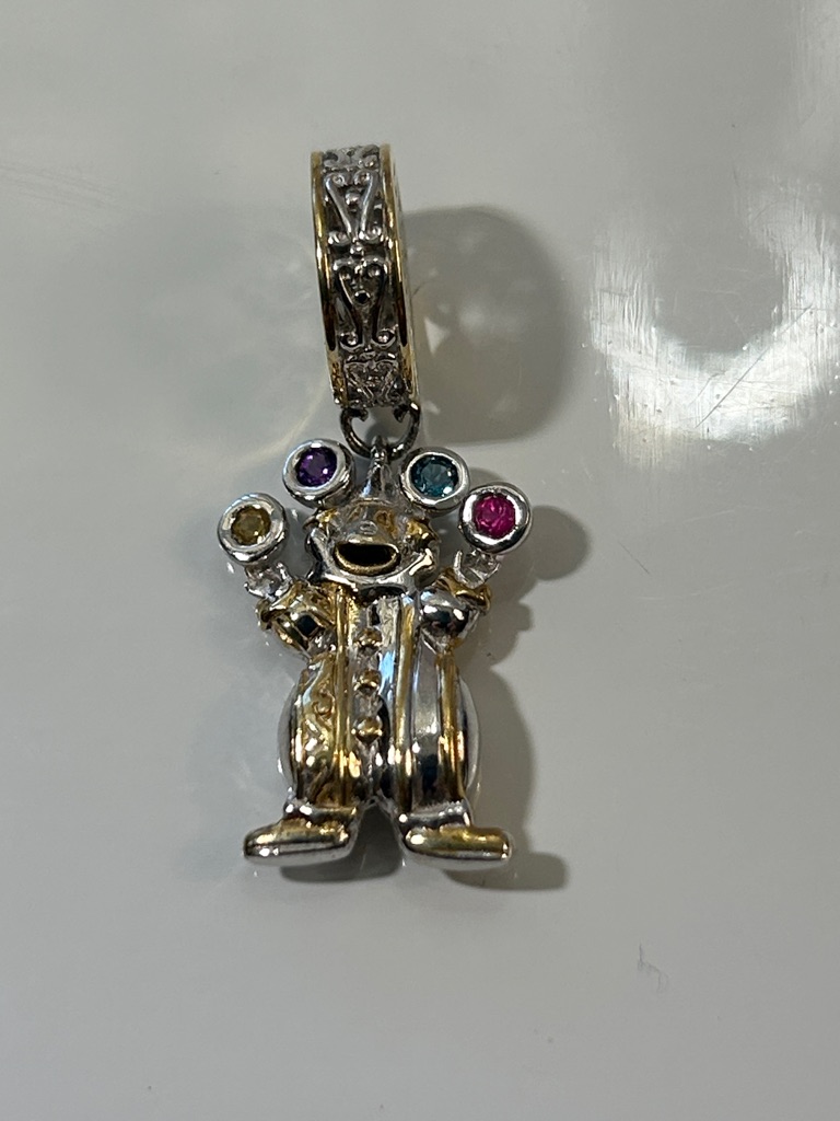 Nwot Gems En Vogue Palladium 18k Accent Circus Clown Euro Pandora Style Charm